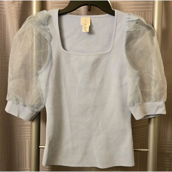 Joie Tops - Joie Light Blue Sheer Puff Sleeves Womens‎ Tunic Blouse X-Small Fairy Whimsical
